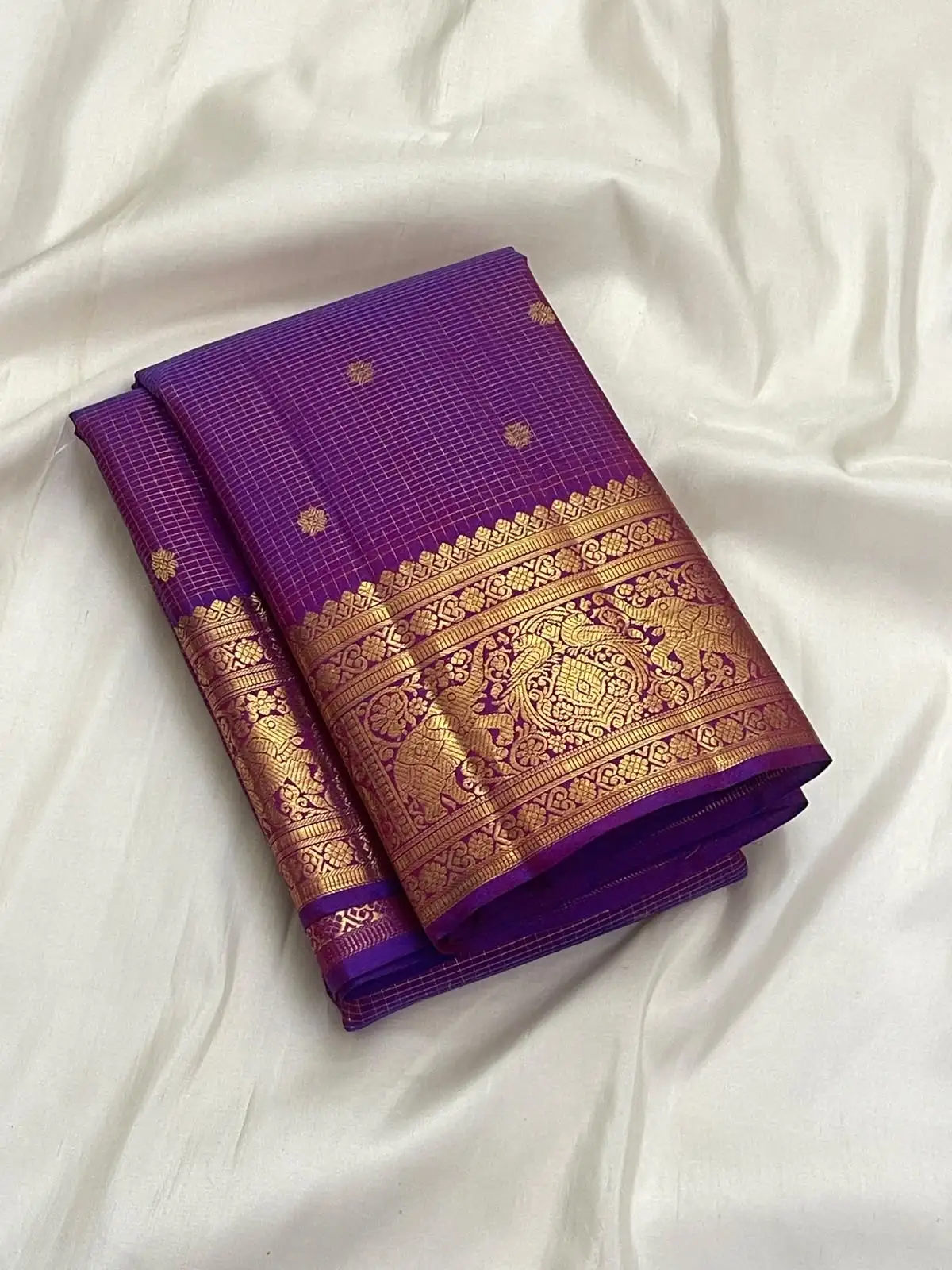 Rich Purple Kanchipuram Handloom Bridal Silk Saree